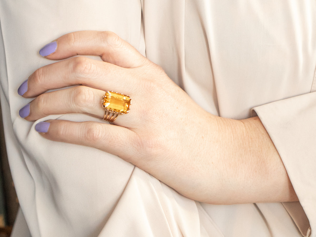 Citrine Solitaire Cocktail Ring