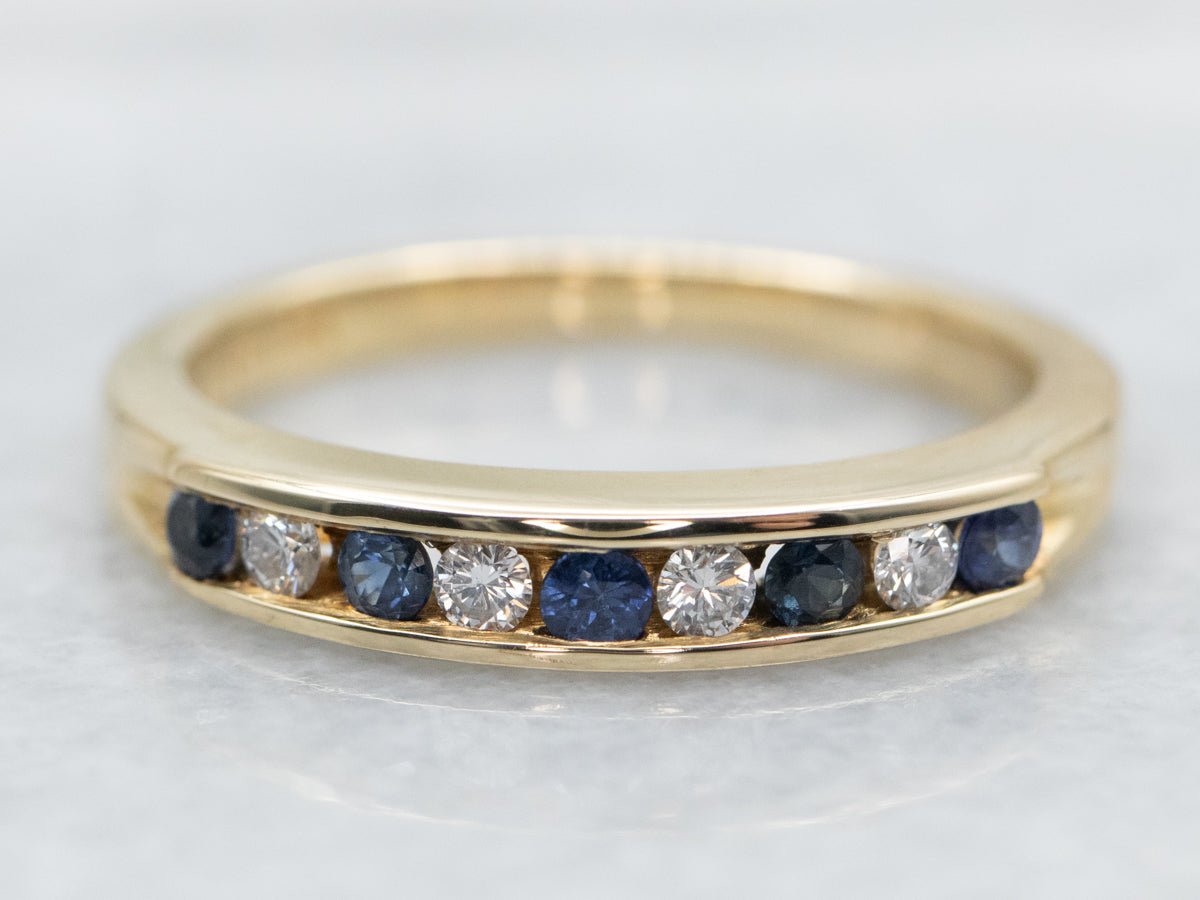Channel Set Sapphire and Diamond Band
