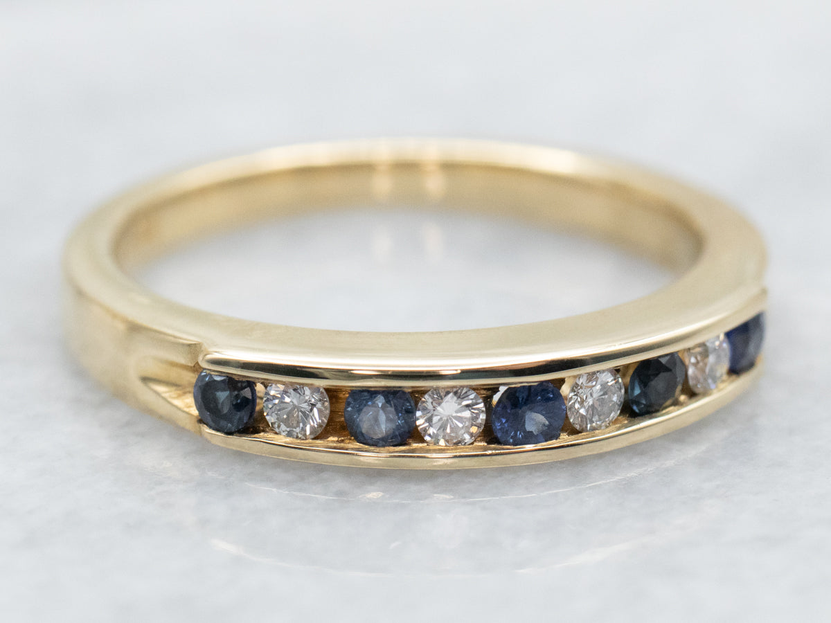 Channel Set Sapphire and Diamond Band
