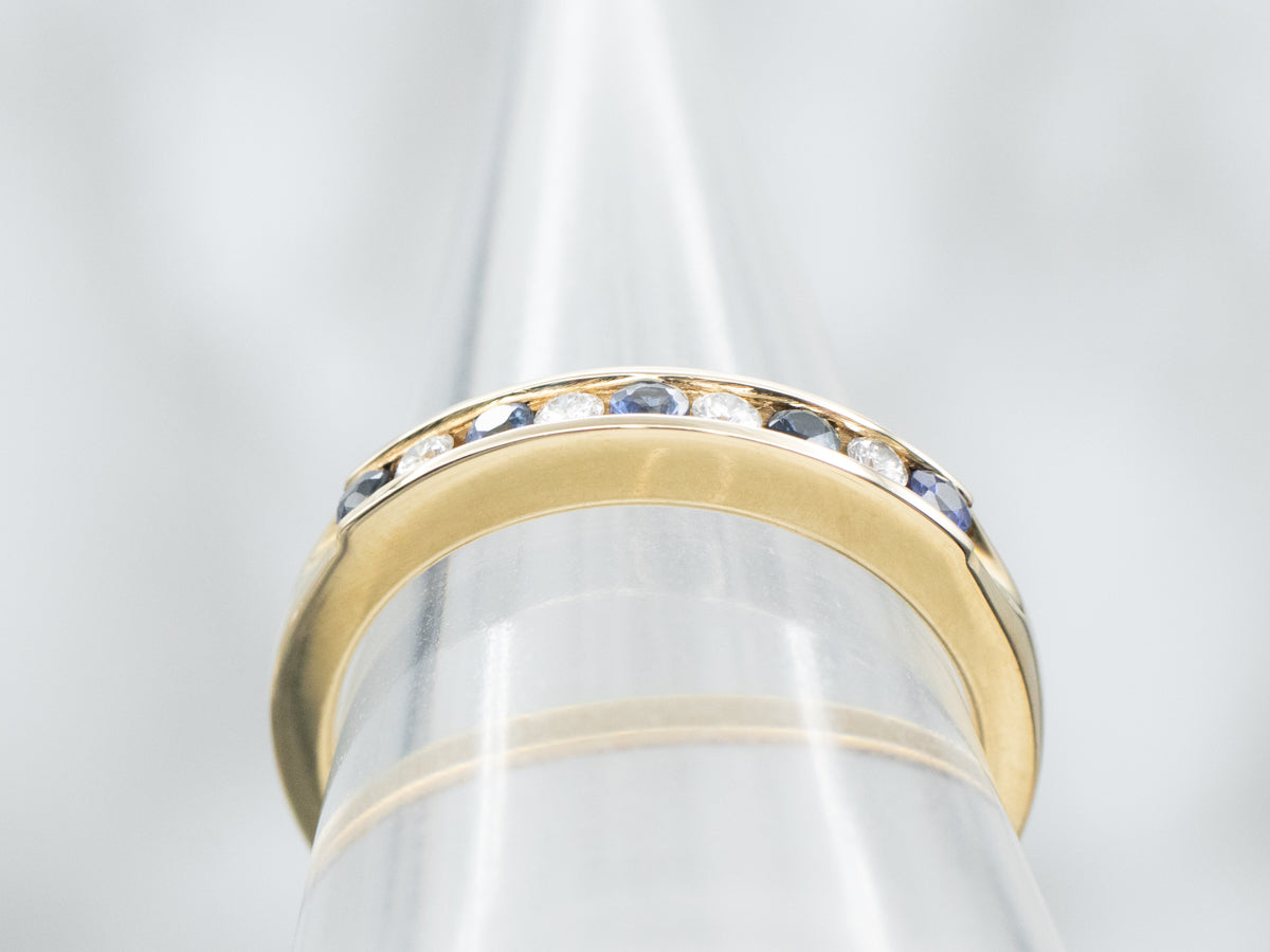 Channel Set Sapphire and Diamond Band