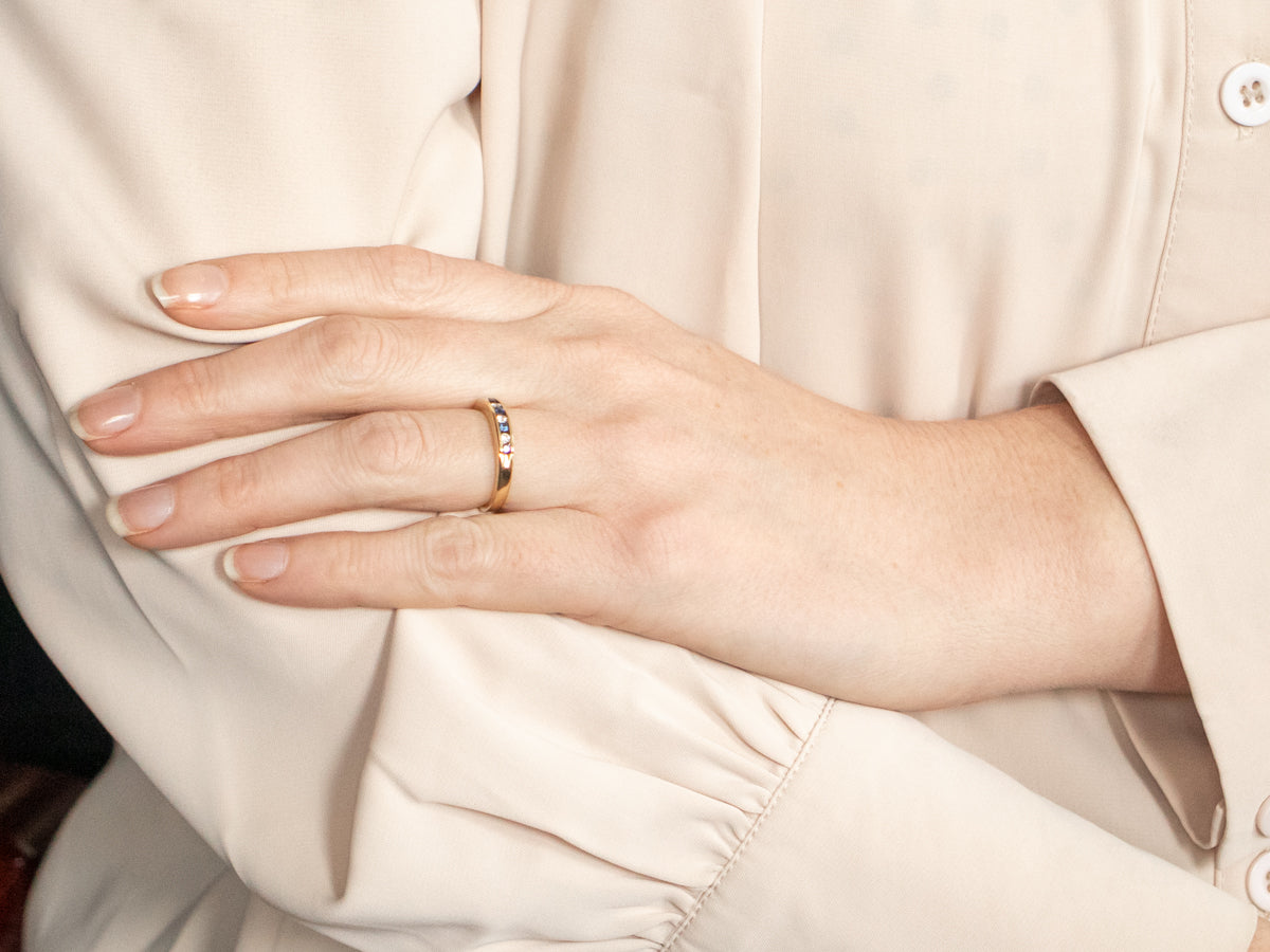 Channel Set Sapphire and Diamond Band