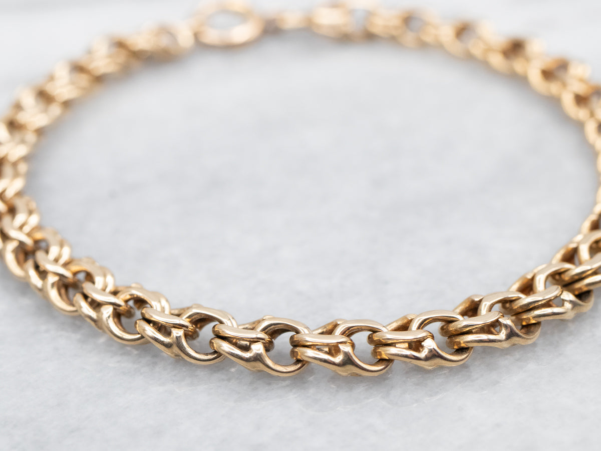 Double Link Chain Bracelet with Spring Ring Clasp