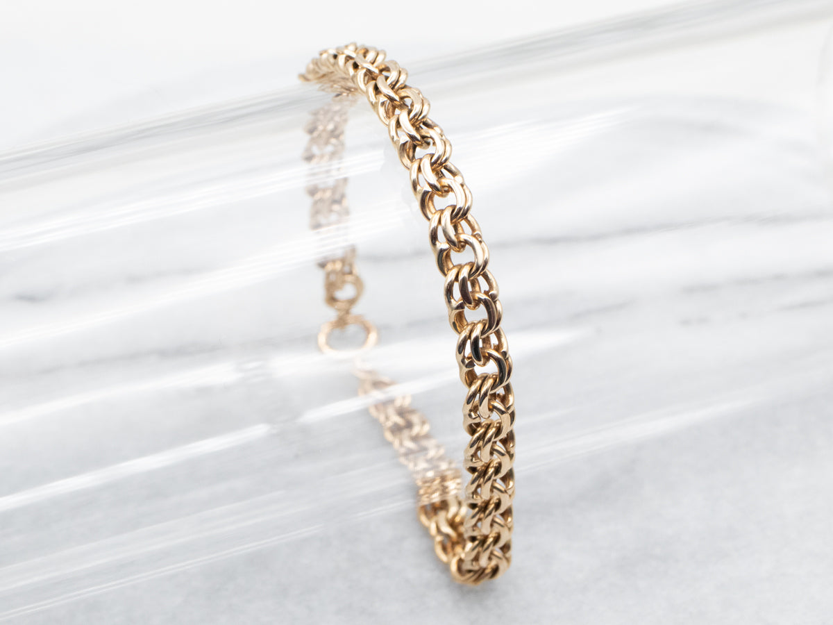 Double Link Chain Bracelet with Spring Ring Clasp