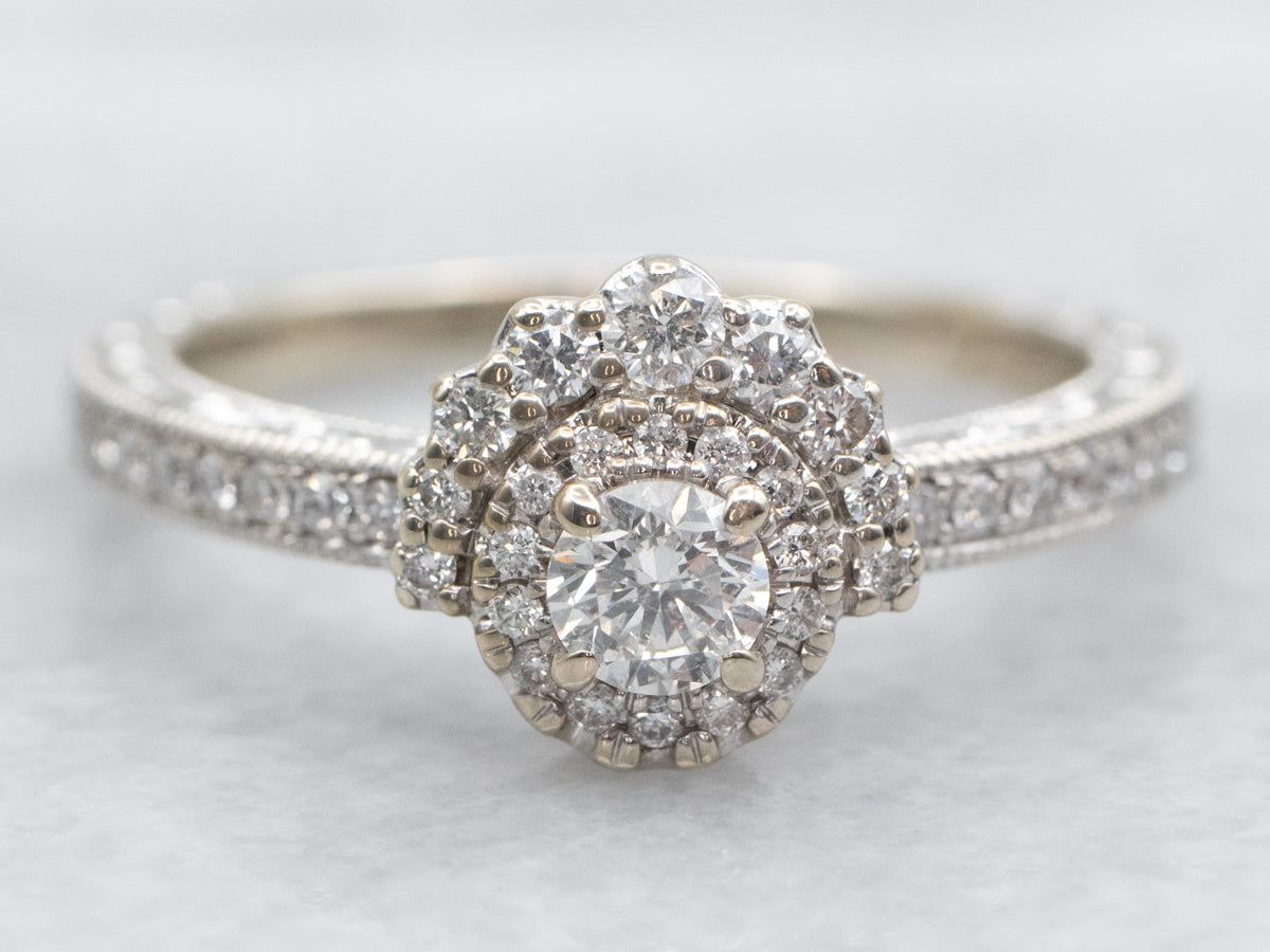 Modern Damond Halo Engagement Ring