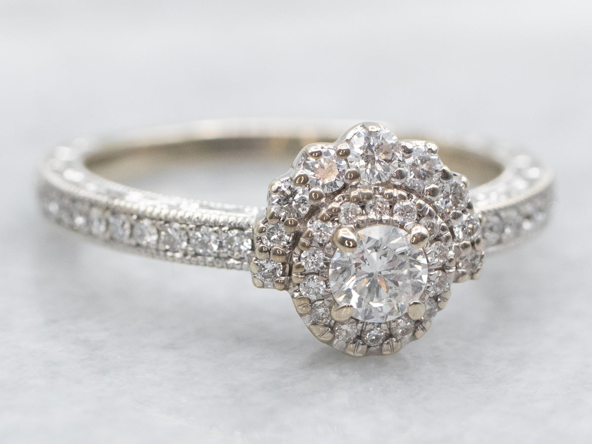 Modern Damond Halo Engagement Ring