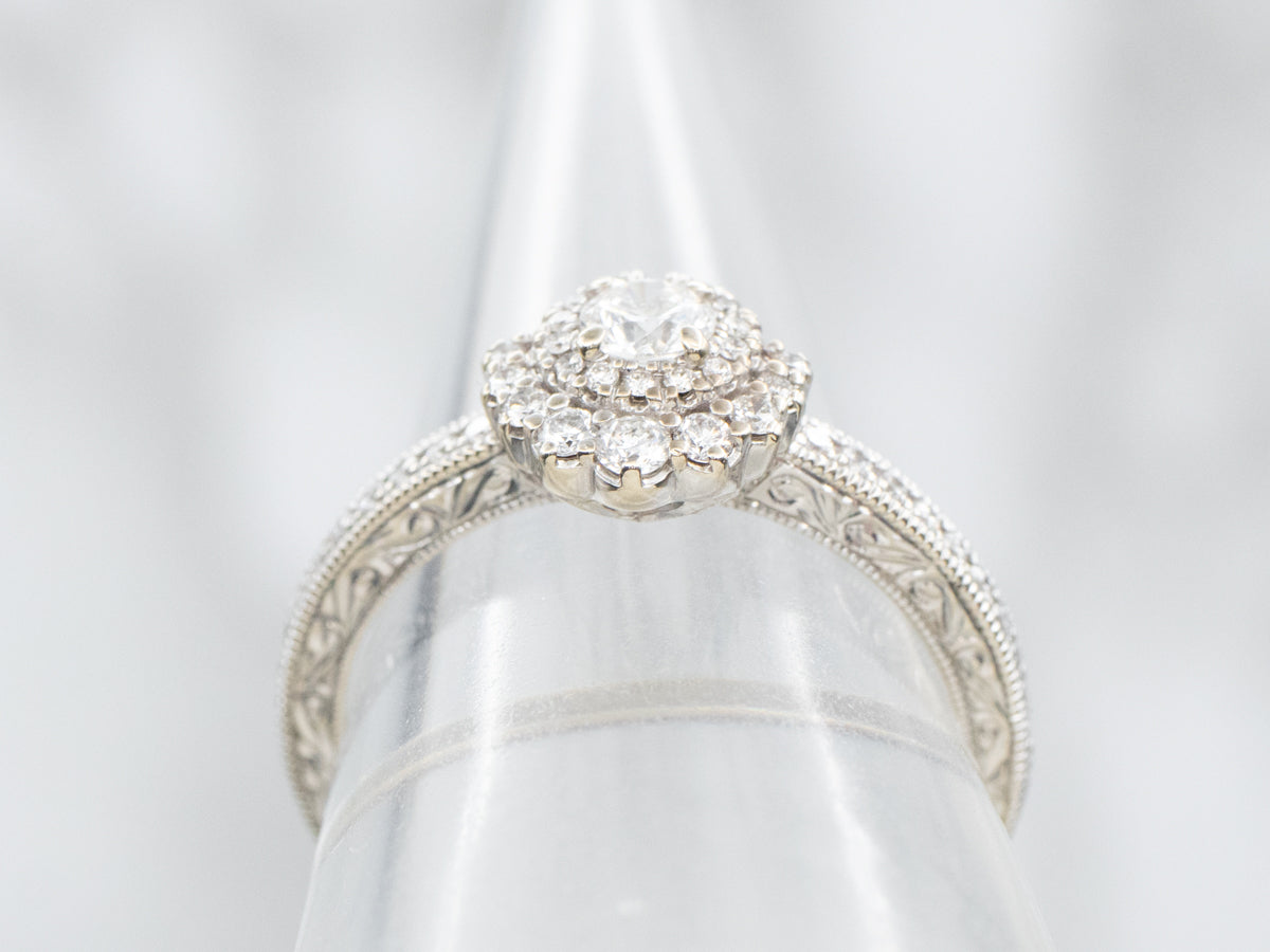 Modern Damond Halo Engagement Ring