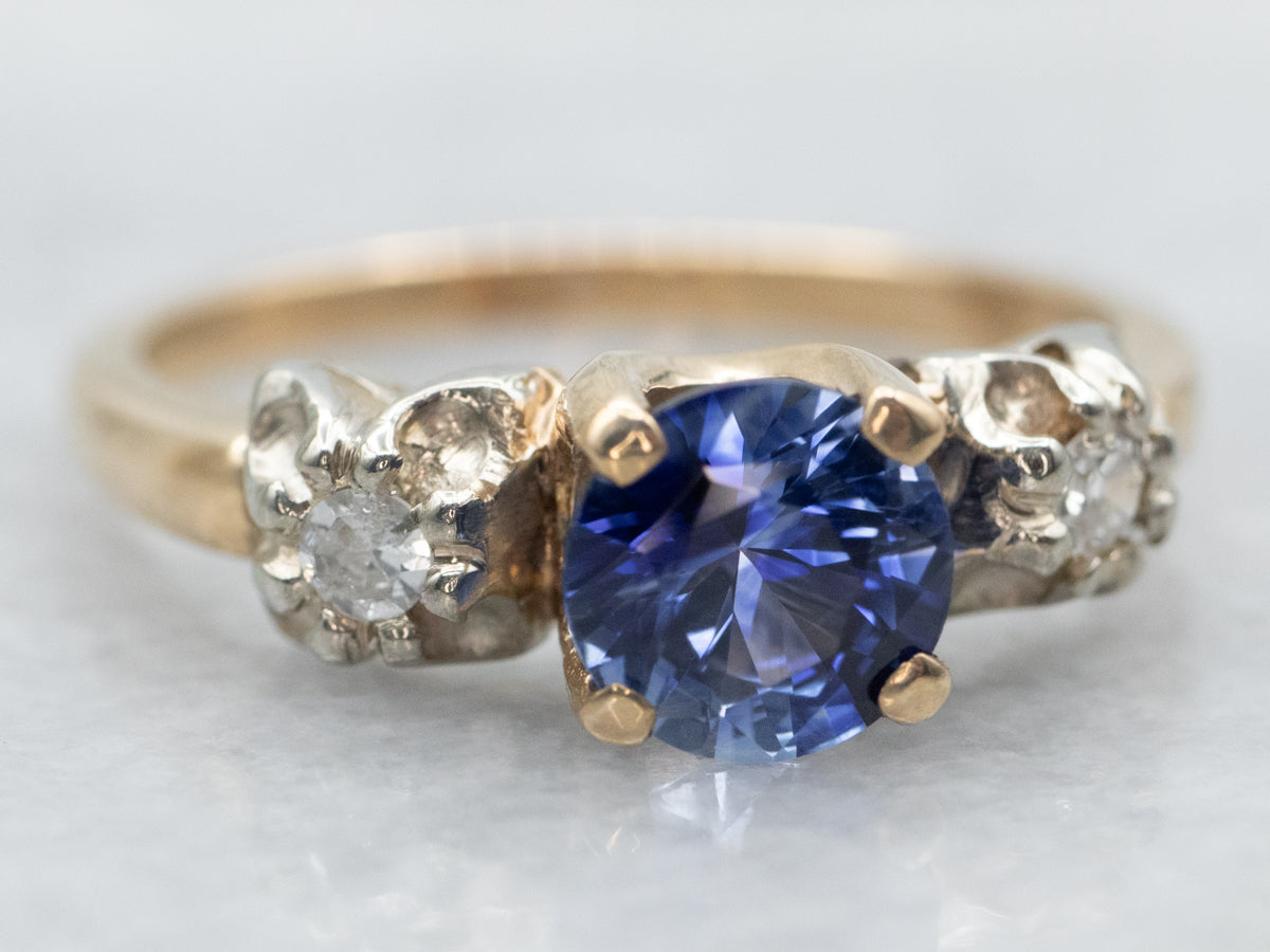 Sapphire and Diamond Three Stone Ring