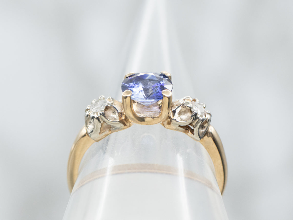Sapphire and Diamond Three Stone Ring