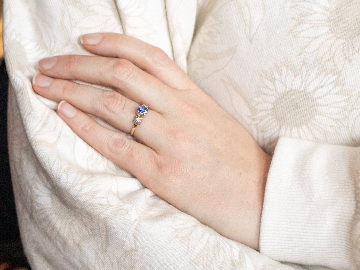 Sapphire and Diamond Three Stone Ring