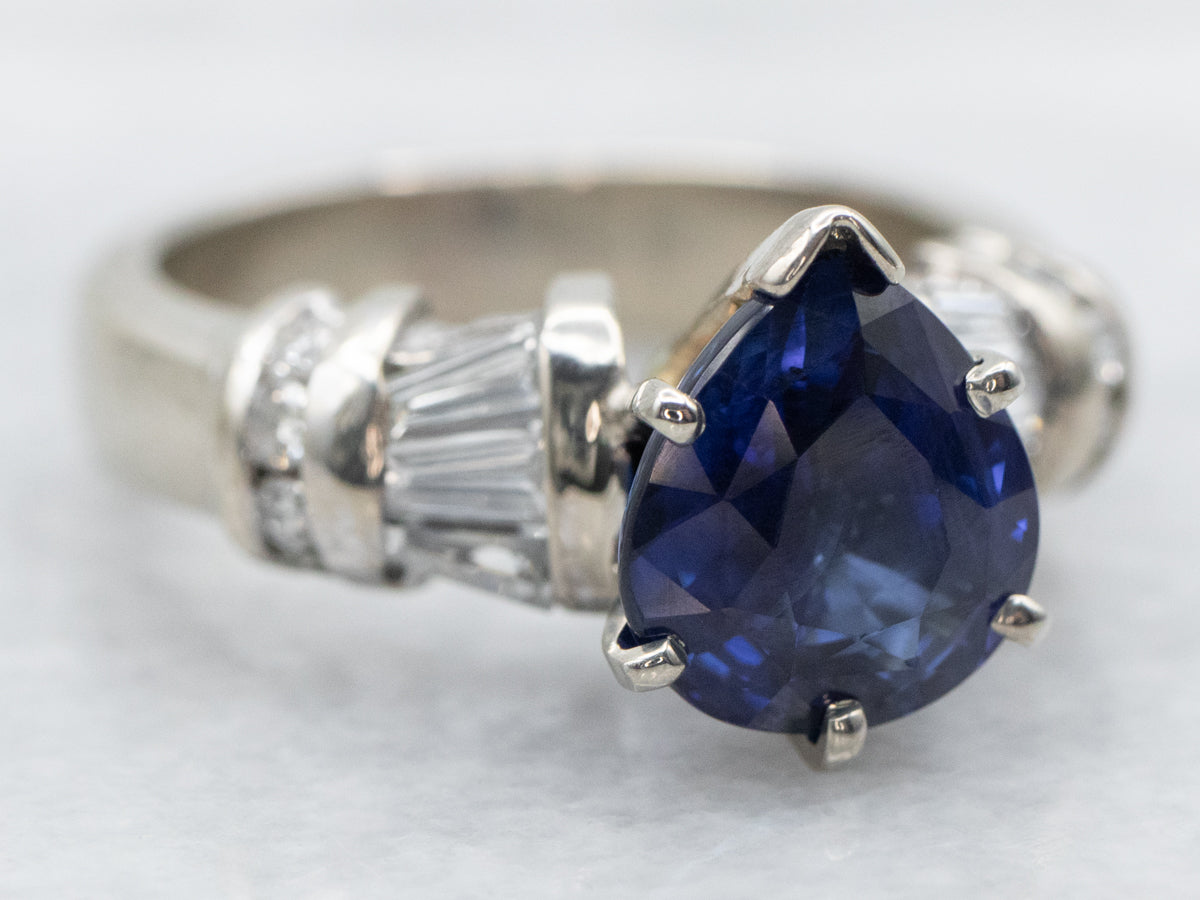 Modern Pear Cut Sapphire Engagement Ring