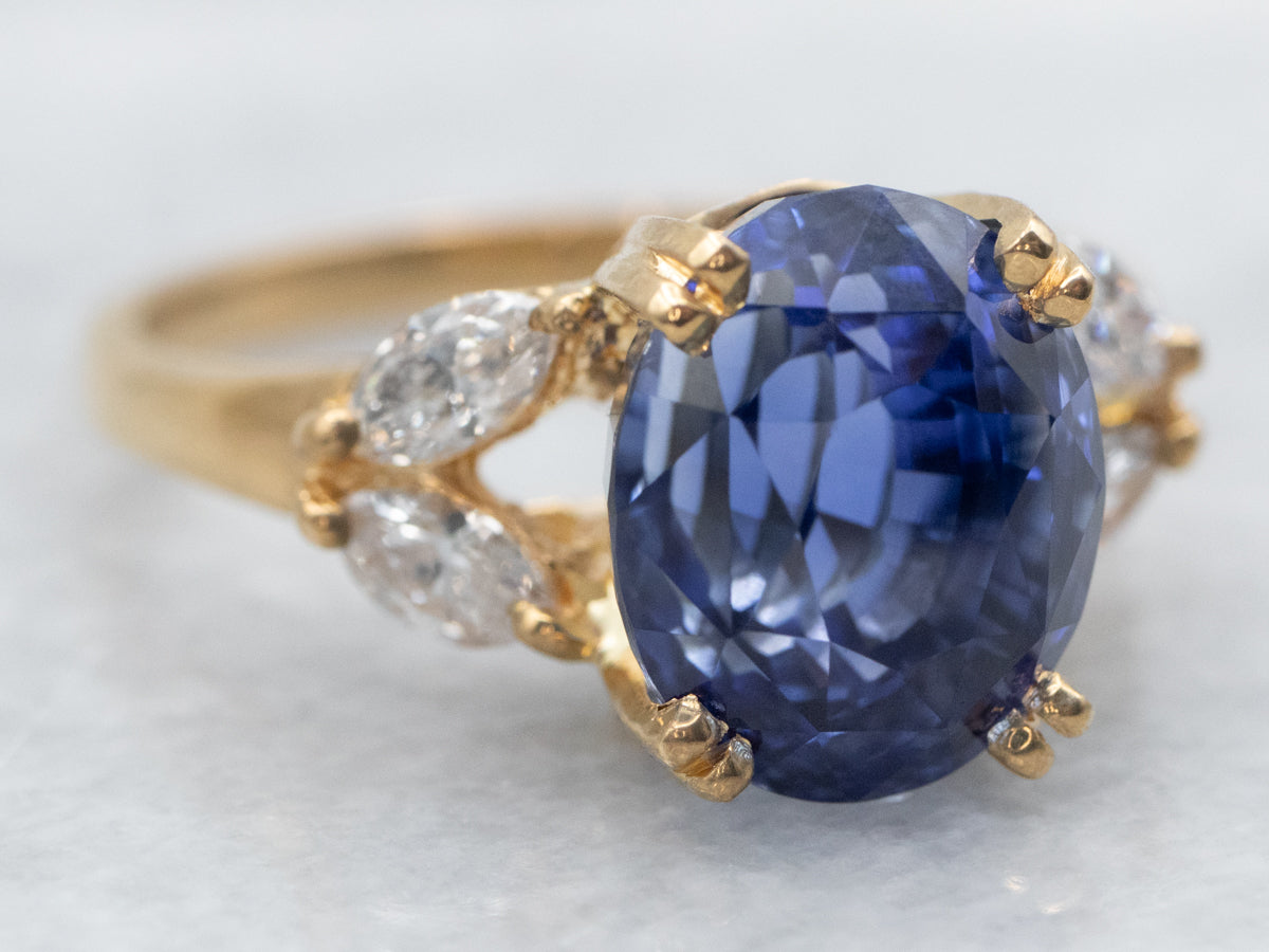 High-End Sapphire and Diamond Engagement Ring