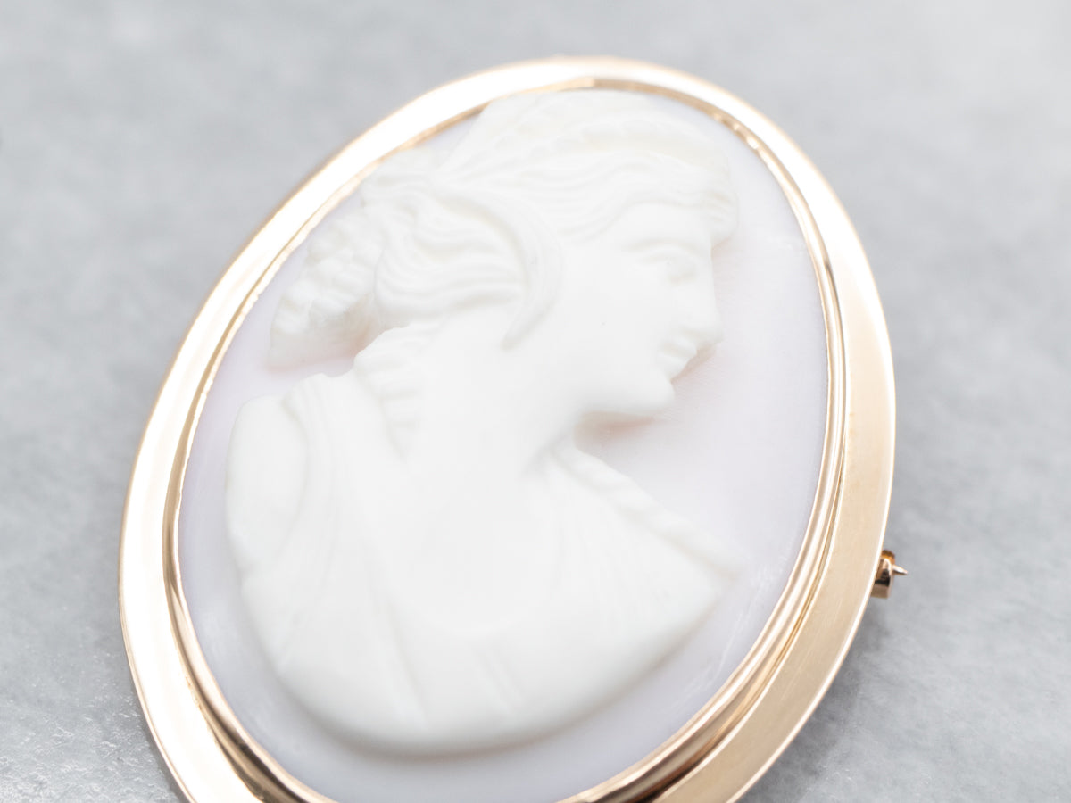 Vintage Cameo Brooch with Simple Frame