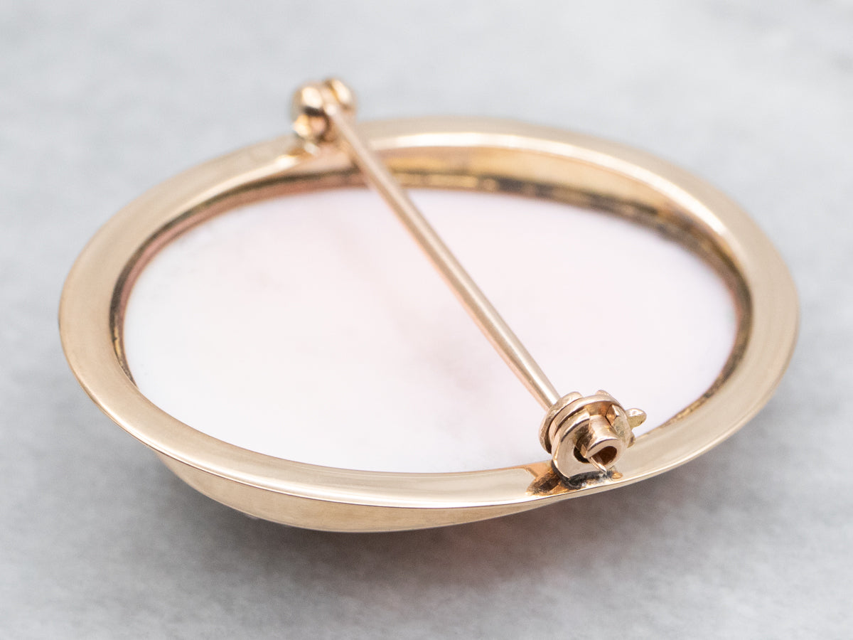 Vintage Cameo Brooch with Simple Frame