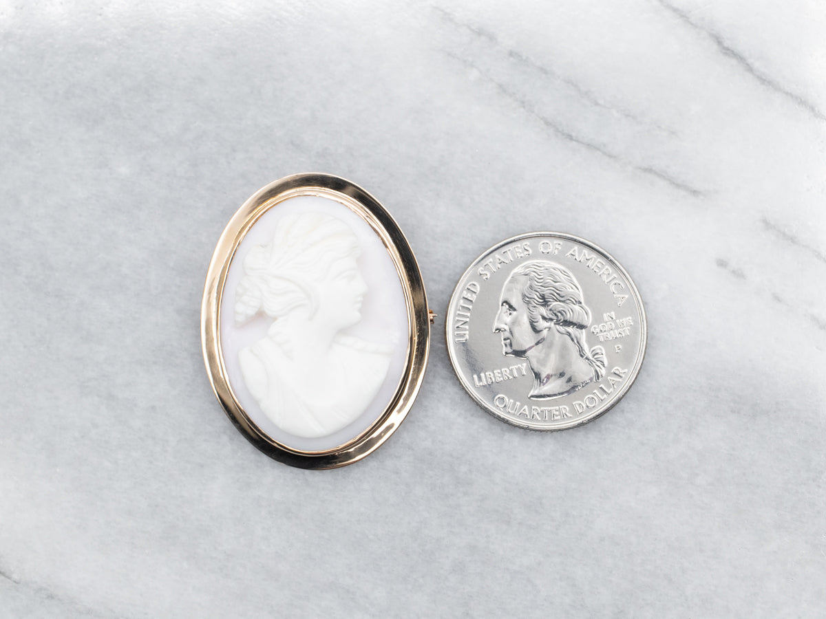 Vintage Cameo Brooch with Simple Frame