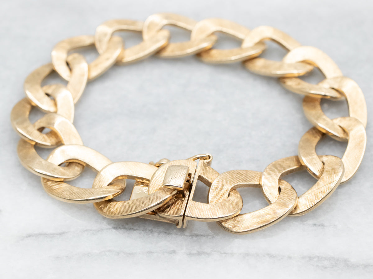 Textured Gold Chunky Curb Link Bracelet