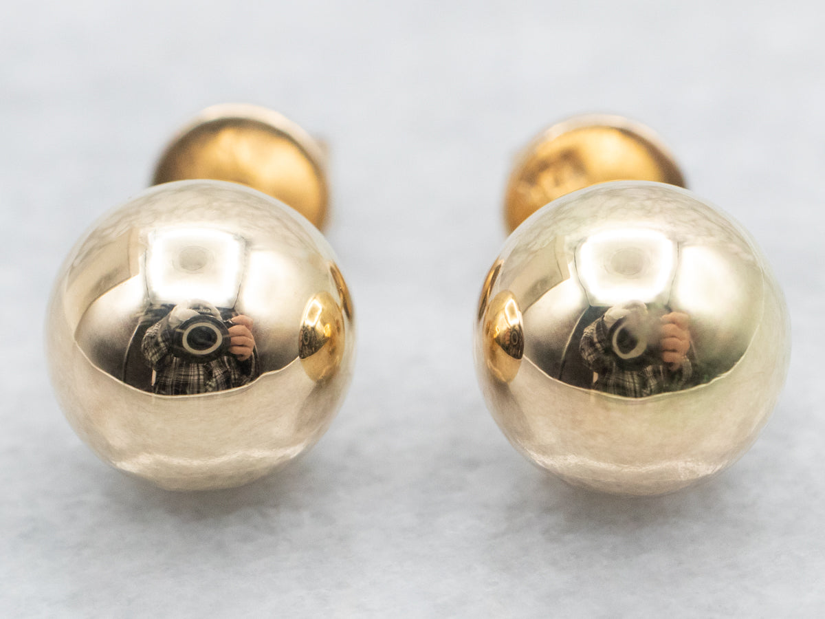 Polished Gold Ball Stud Earrings