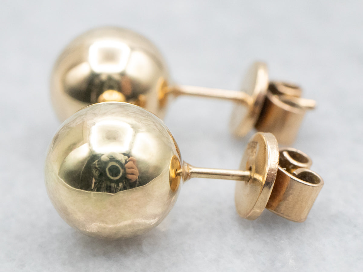 Polished Gold Ball Stud Earrings