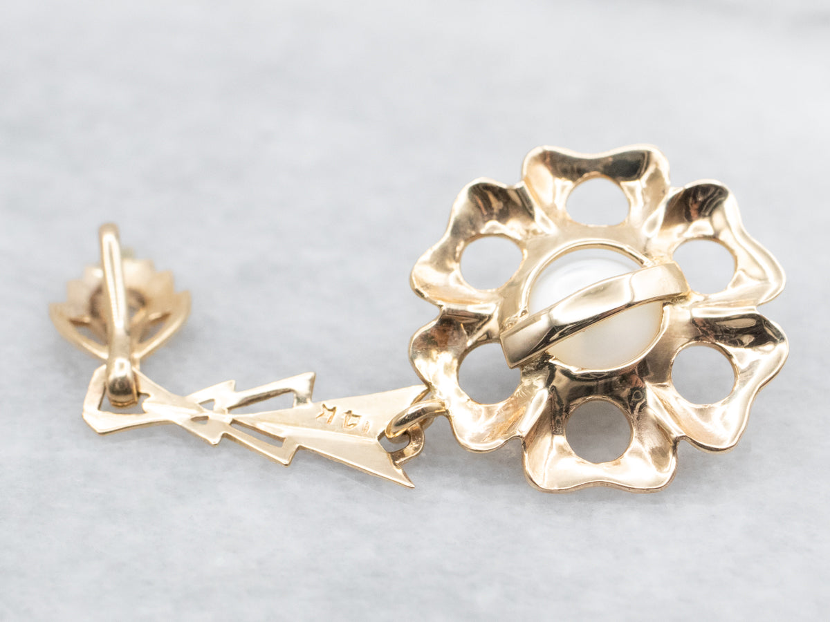 Golden Faux Pearl Flower Pendant