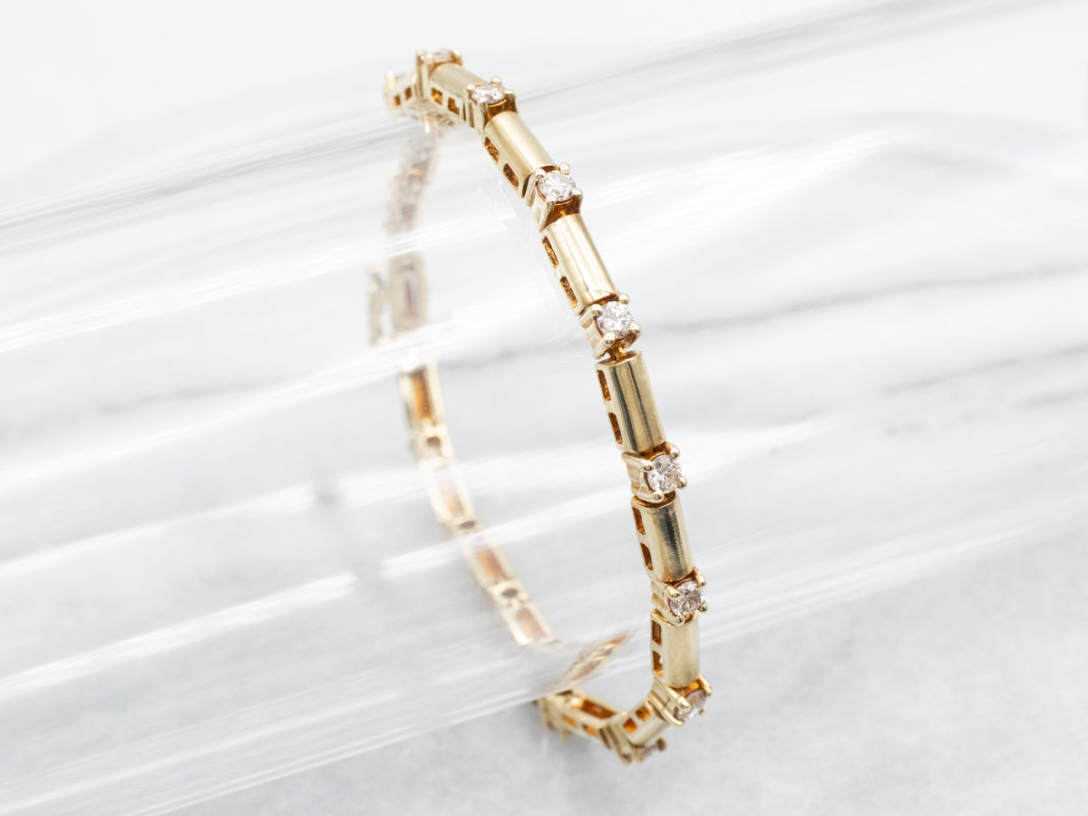 Bar Link and Diamond Tennis Bracelet