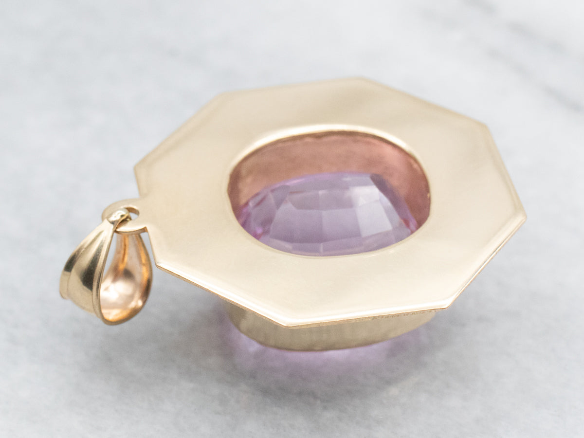 Modernist Gold Pink Kunzite Pendant