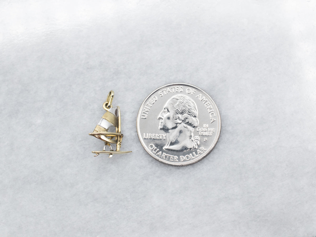 Charm de windsurfista en dos tonos dorados