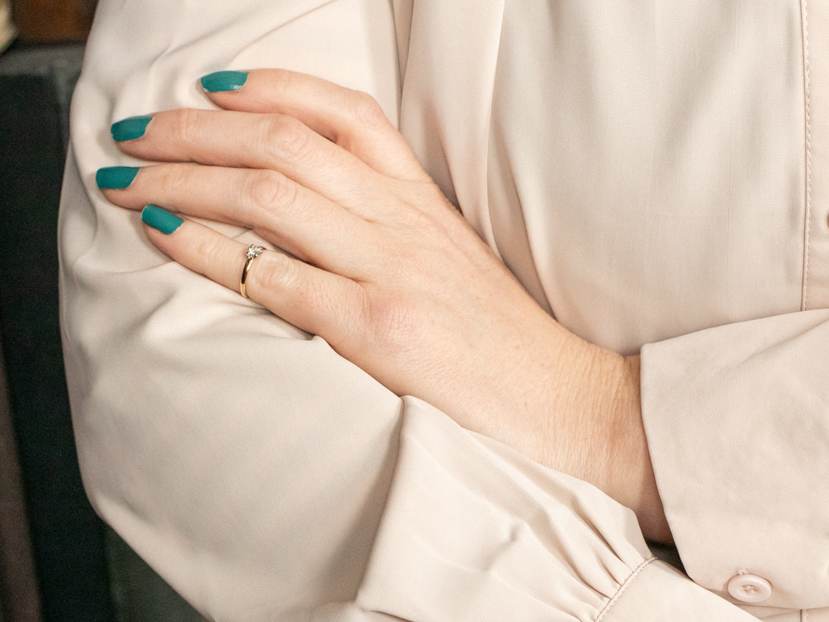 Dainty Diamond Solitaire Engagement Ring