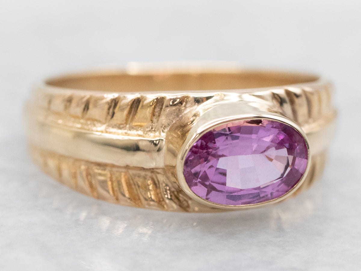 Modern Gold Pink Sapphire Ring