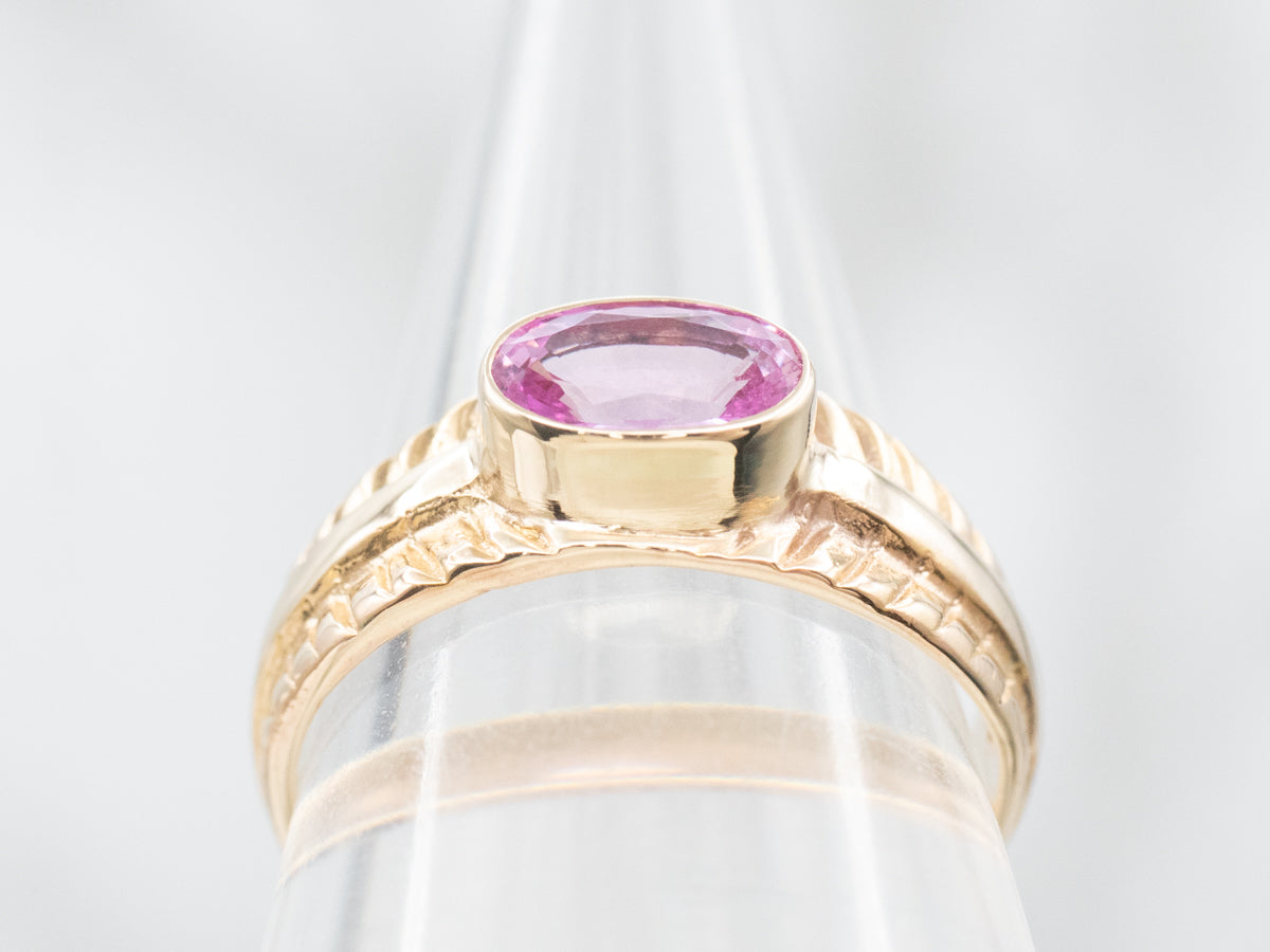 Modern Gold Pink Sapphire Ring