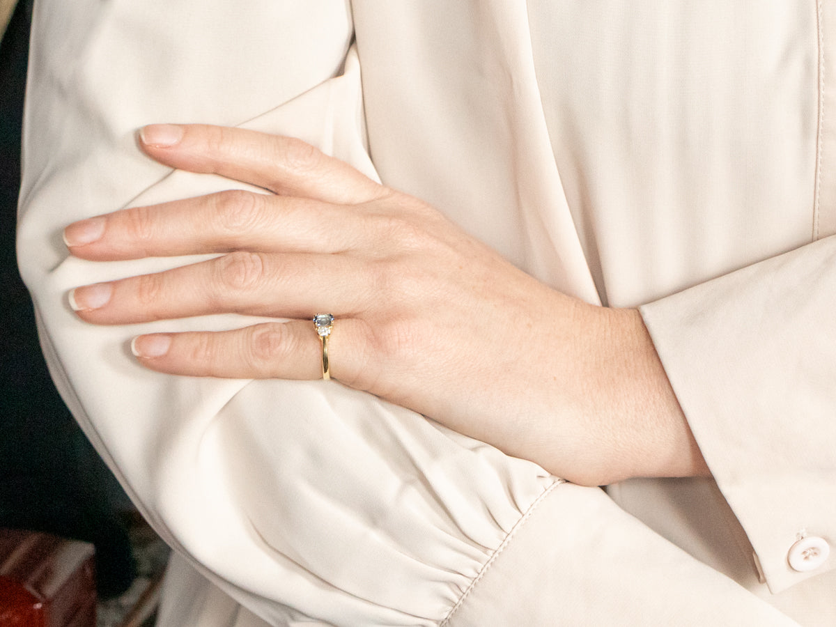 Modern Sapphire and Diamond Engagement Ring