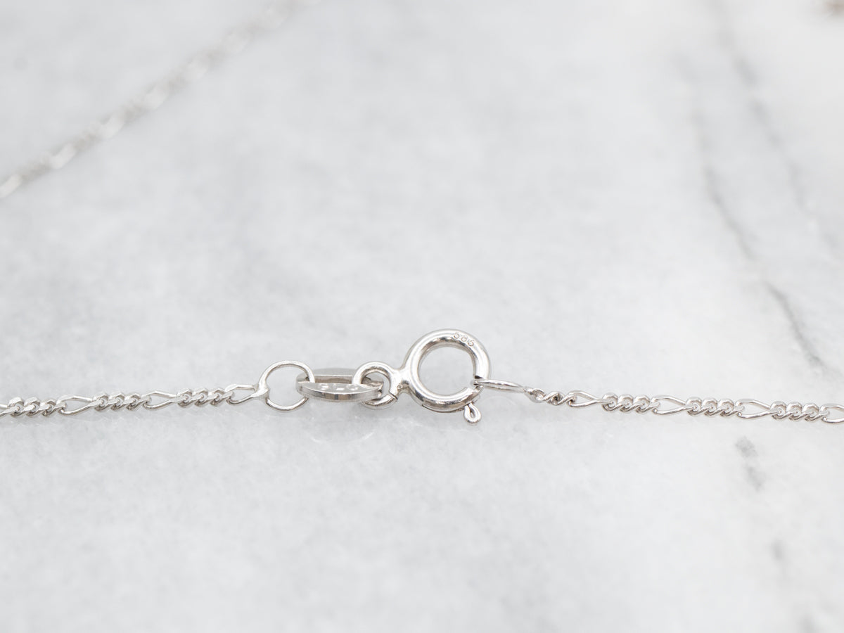 White Gold Figaro Necklace with Diamond Pendant