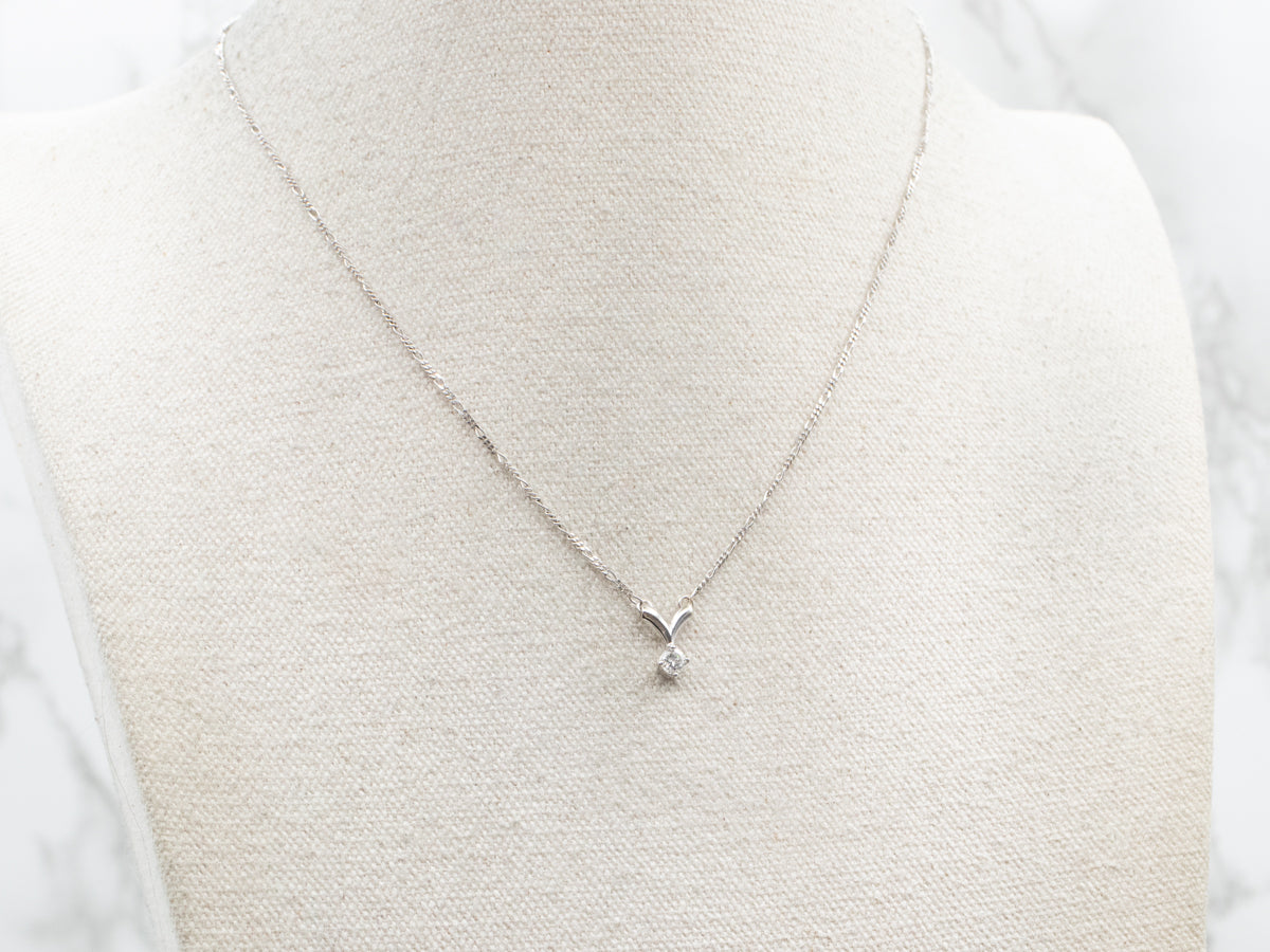 White Gold Figaro Necklace with Diamond Pendant