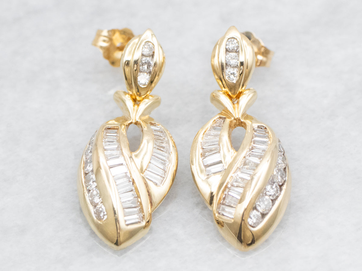 Yellow Gold Diamond Drop Earrings