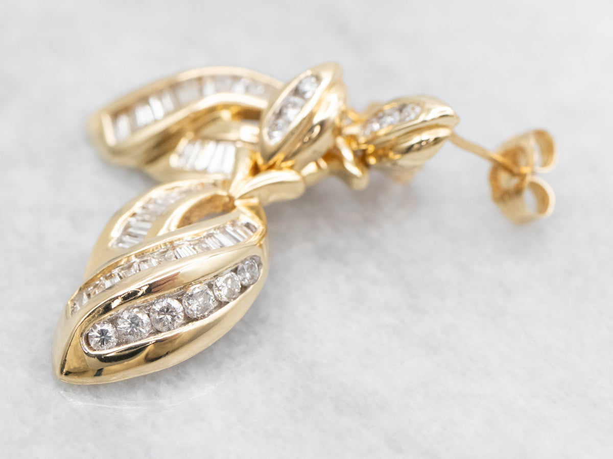 Yellow Gold Diamond Drop Earrings