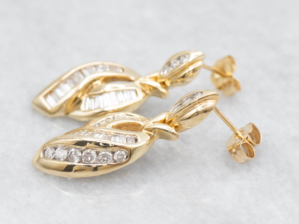 Yellow Gold Diamond Drop Earrings
