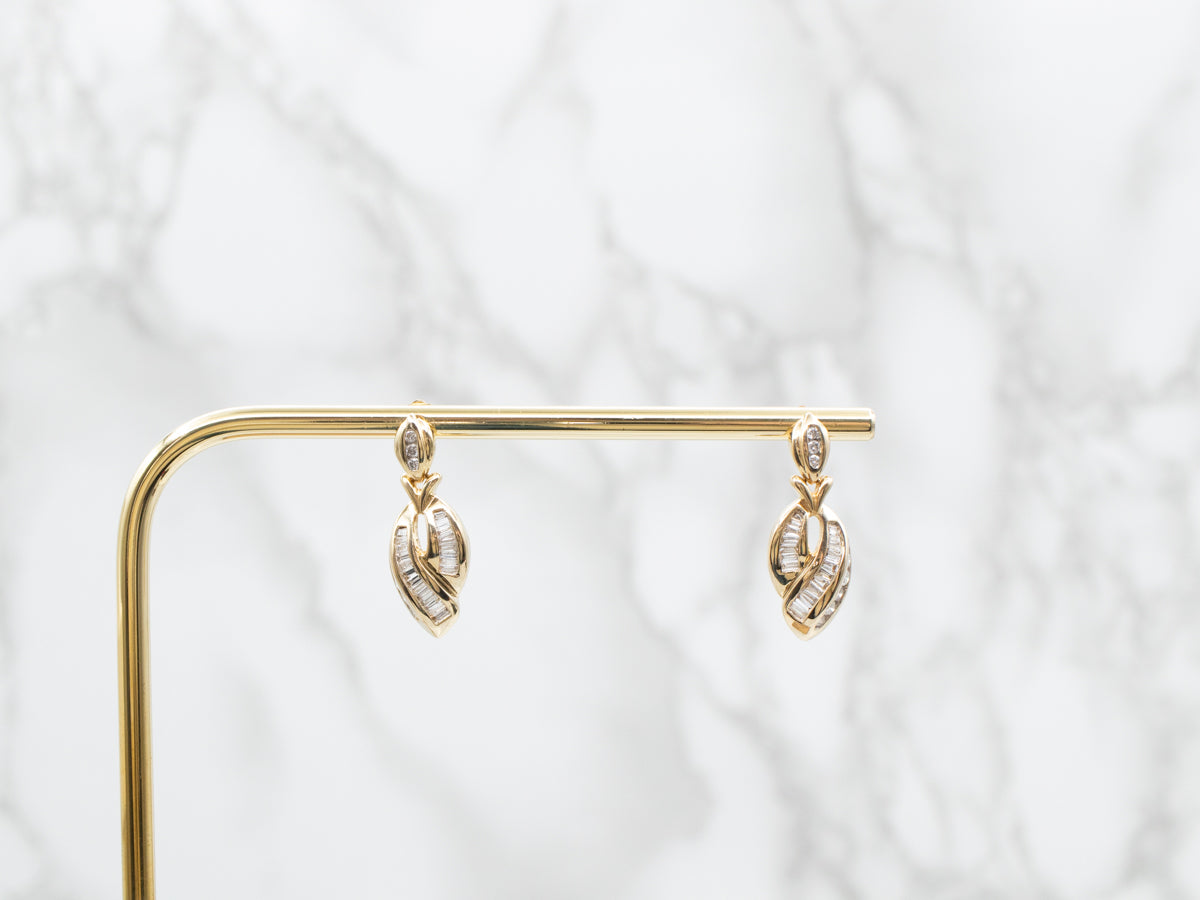Yellow Gold Diamond Drop Earrings