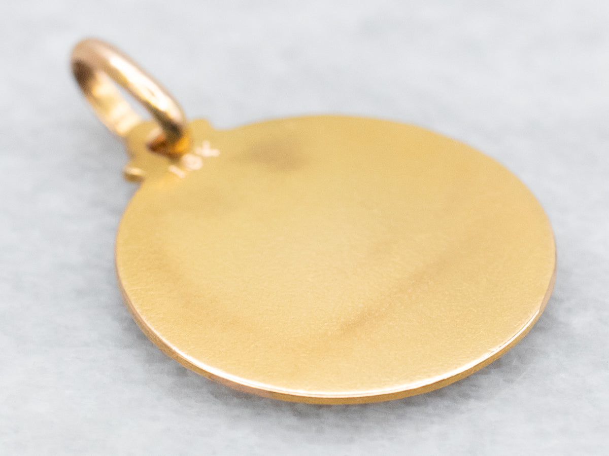 Vintage Religious Medal Disc Pendant
