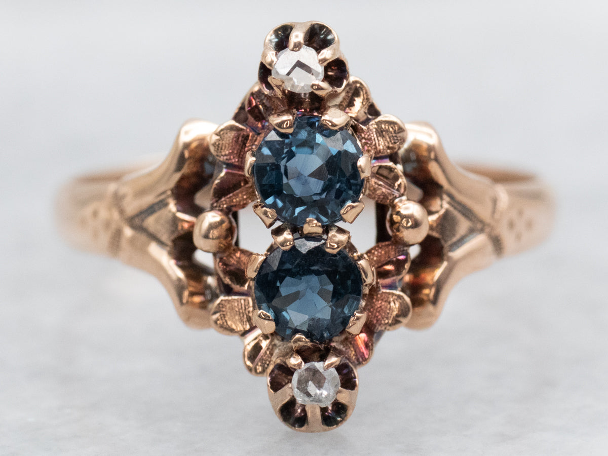 Rose Gold Sapphire and Diamond Ring