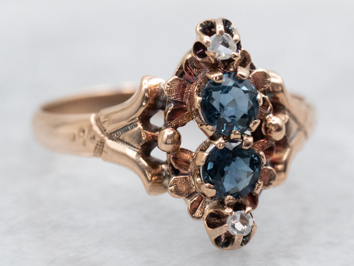 Rose Gold Sapphire and Diamond Ring