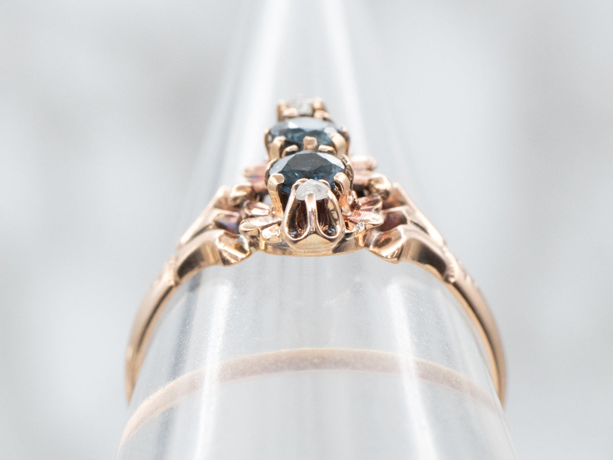 Rose Gold Sapphire and Diamond Ring