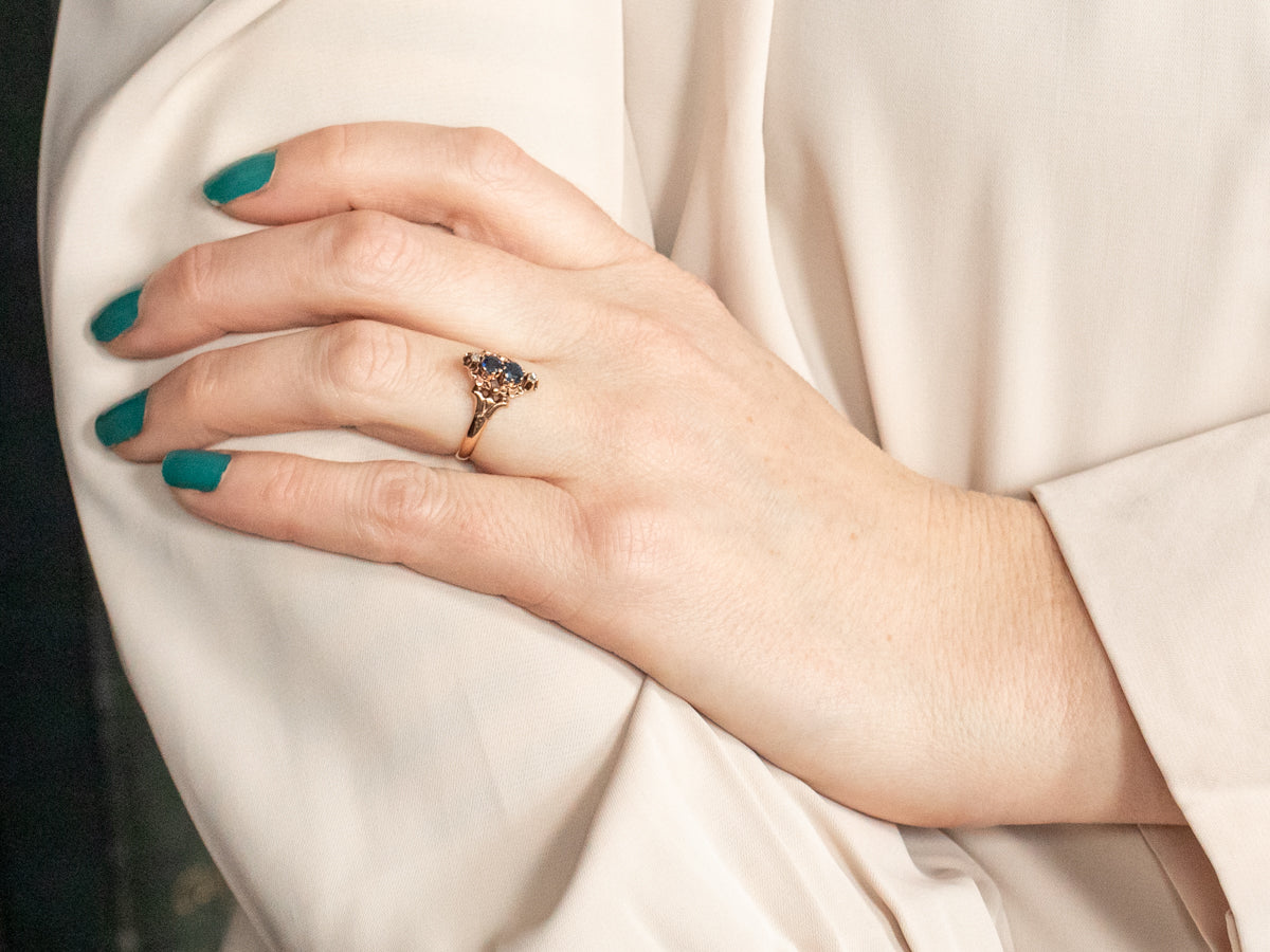 Rose Gold Sapphire and Diamond Ring