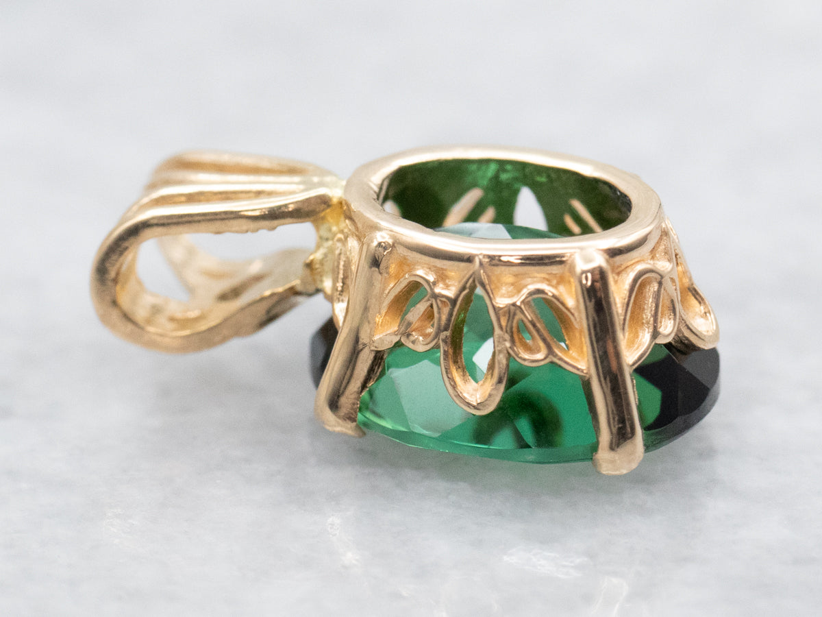 Green Tourmaline Solitaire Pendant