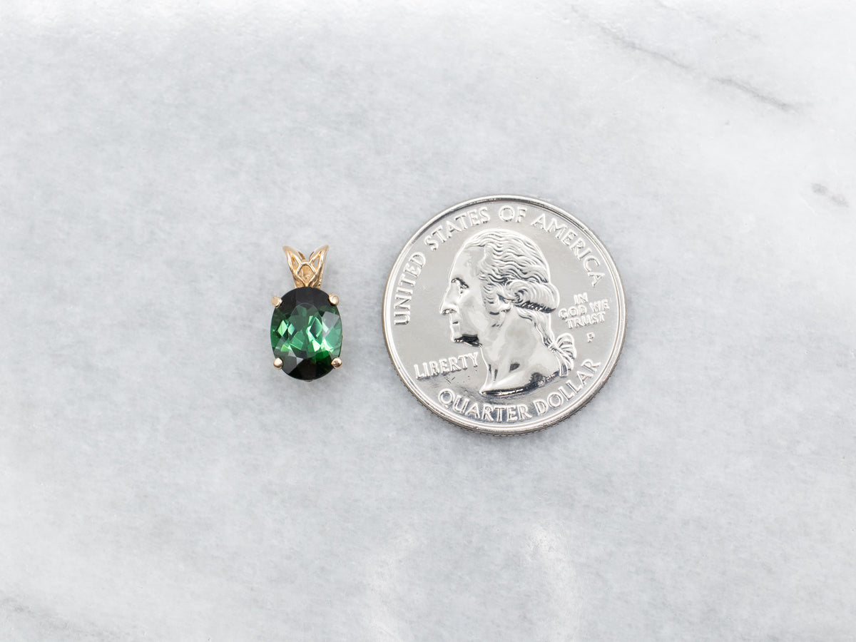 Green Tourmaline Solitaire Pendant