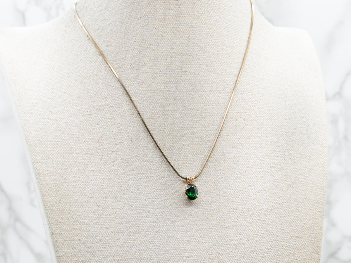 Green Tourmaline Solitaire Pendant