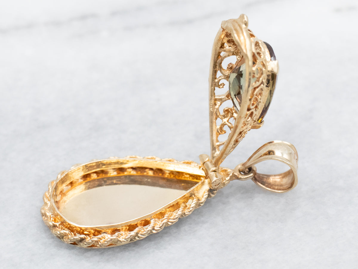 Yellow Gold Andalusite Solitaire Opening Pendant