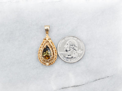 Yellow Gold Andalusite Solitaire Opening Pendant