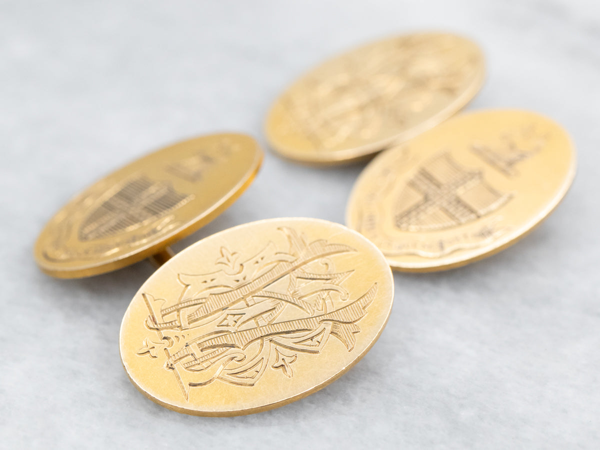 Yellow Gold "WBL" Engraved Cufflinks