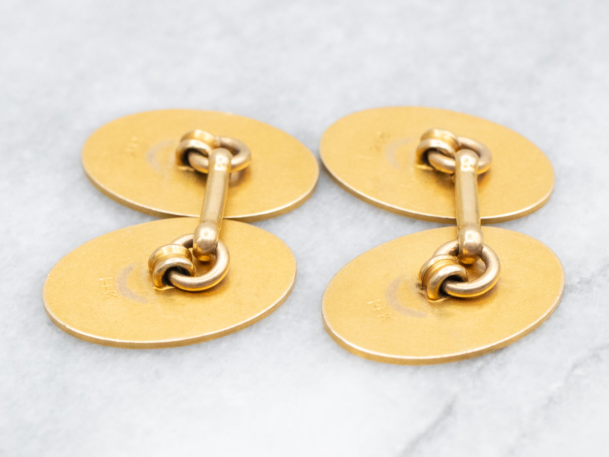 Gemelos grabados "WBL" en oro amarillo