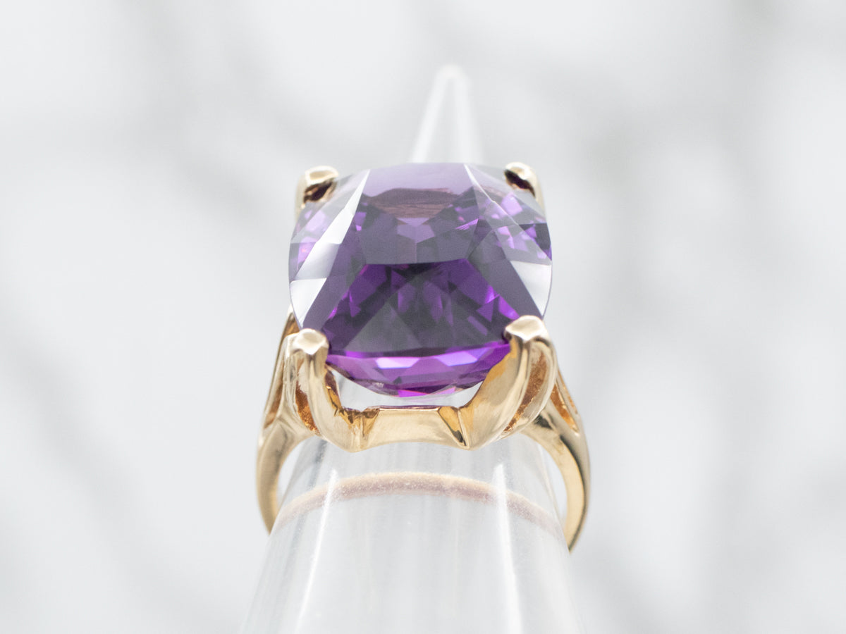 Gold Amethyst Statement Ring