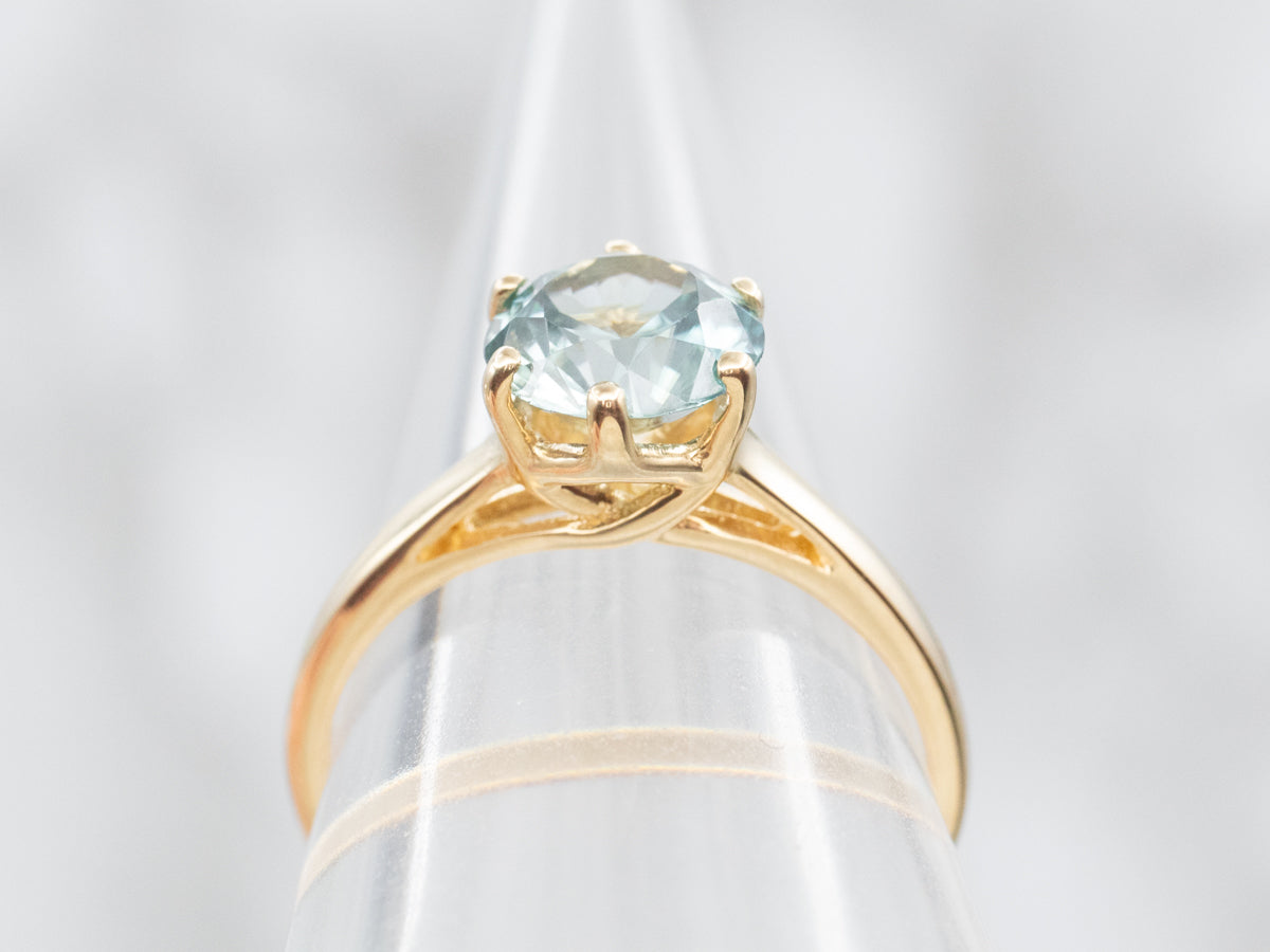 Blue Zircon Solitaire Ring