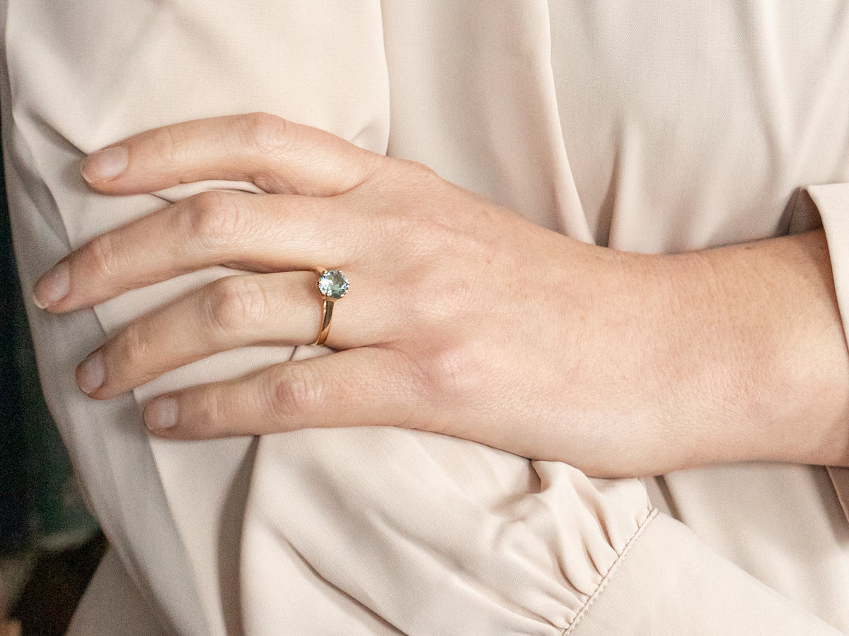 Blue Zircon Solitaire Ring